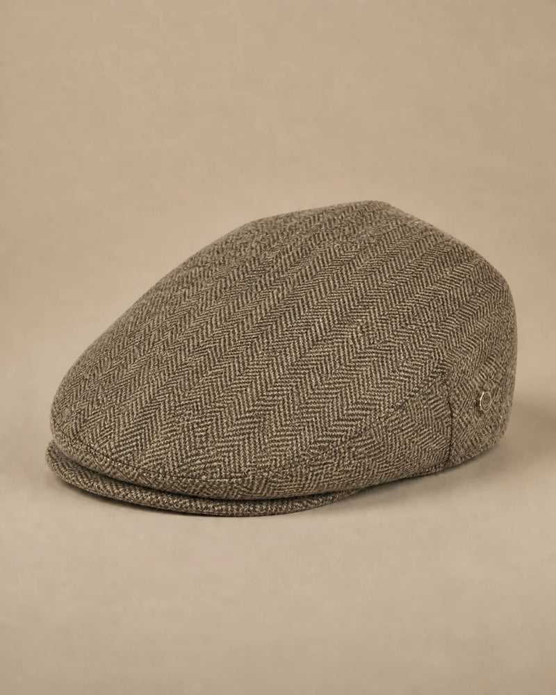 Boina Masculina Inglesa Lã Tweed Dublin Khaki em fundo neutro