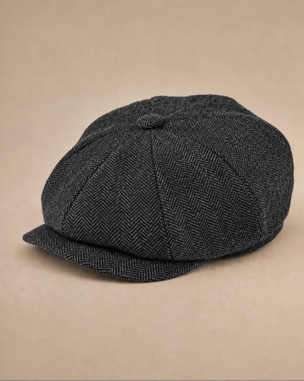 Boina Masculina Italiana Lã Tweed Galway Black - imagem principal