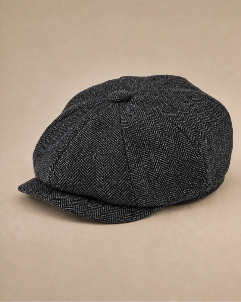 Boina Masculina Italiana Lã Tweed Galway Black - imagem principal