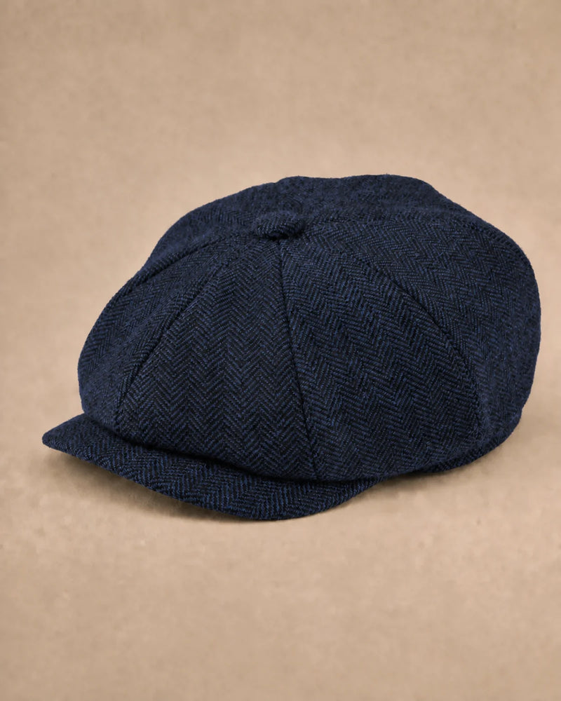 Boina Masculina Italiana Lã Tweed Galway Navy em fundo neutro