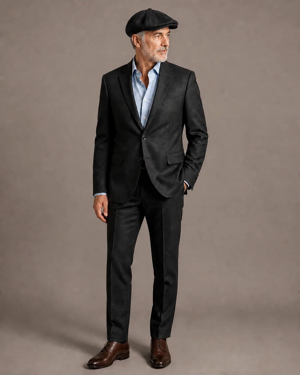 Boina Masculina Italiana 8 Gomos Fellini Black em look formal masculino