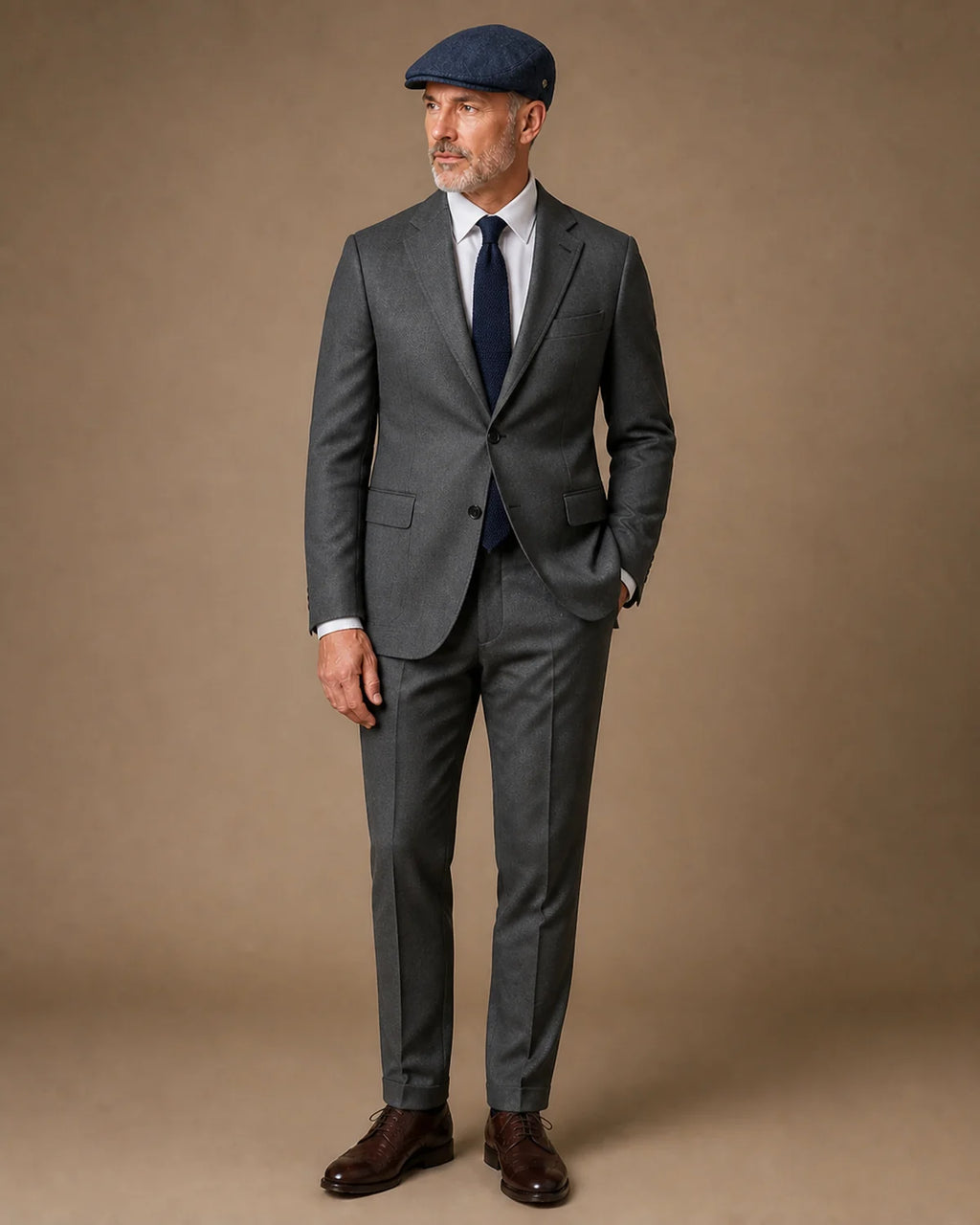 Look formal masculino com a Boina Masculina Inglesa Lã Tweed Dublin Navy