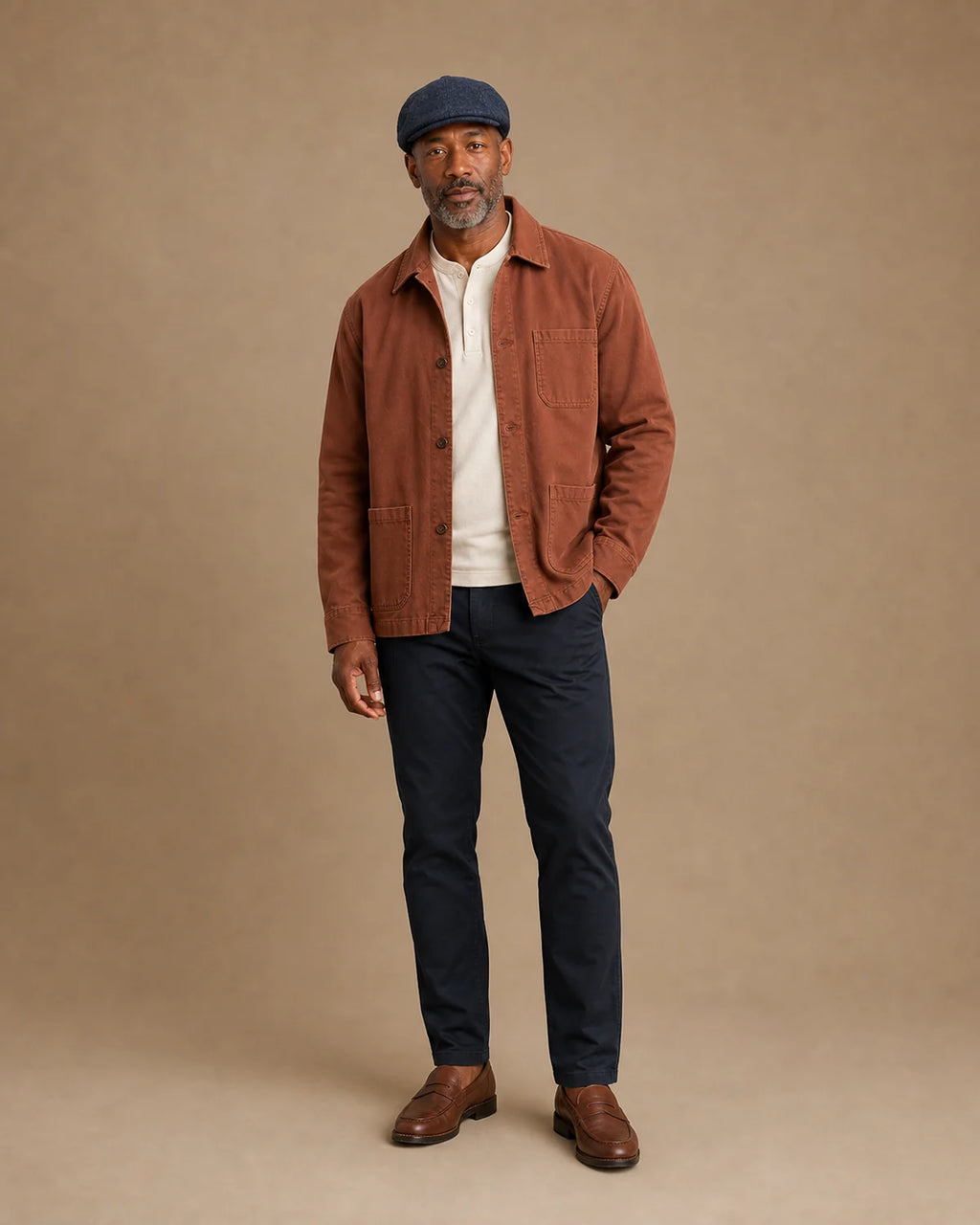 Look casual masculino com a Boina Masculina Inglesa Lã Tweed Dublin Navy