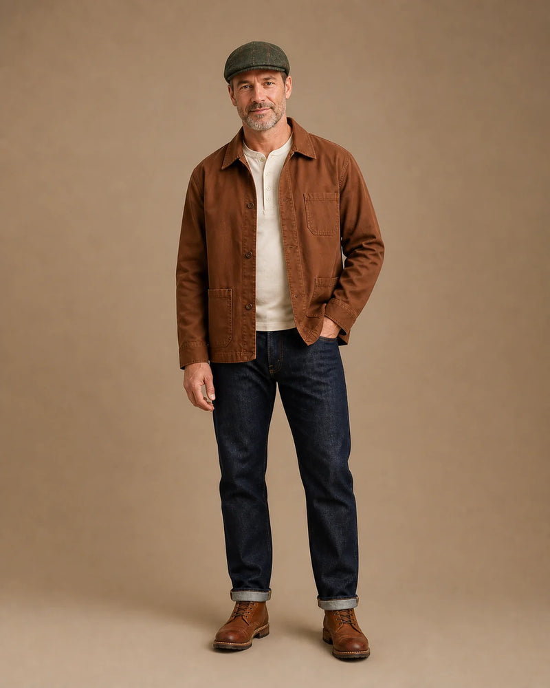 Look casual masculino com a Boina Masculina Inglesa Lã Tweed Dublin Plaid Green