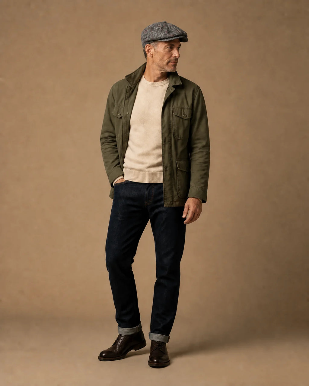 Look casual masculino com Boina Galway Plaid Grey