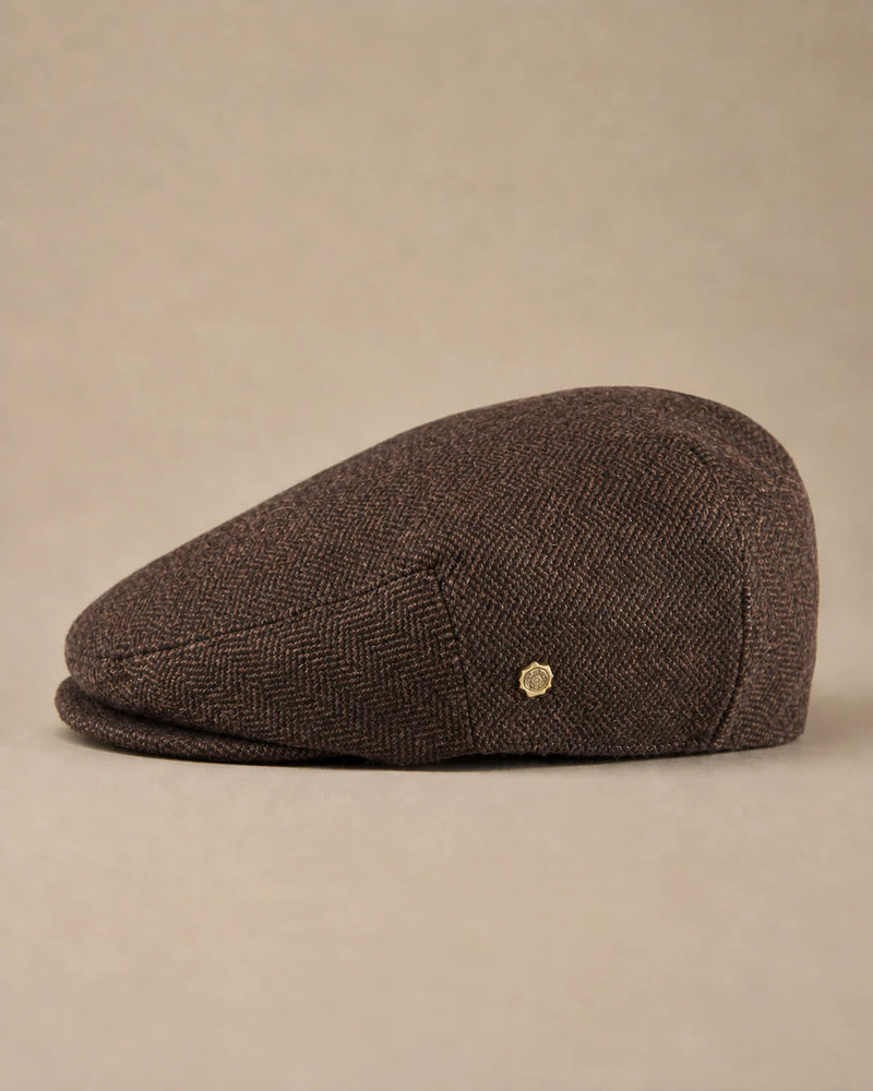 Vista lateral da Boina Masculina Inglesa Lã Tweed Dublin Coffee