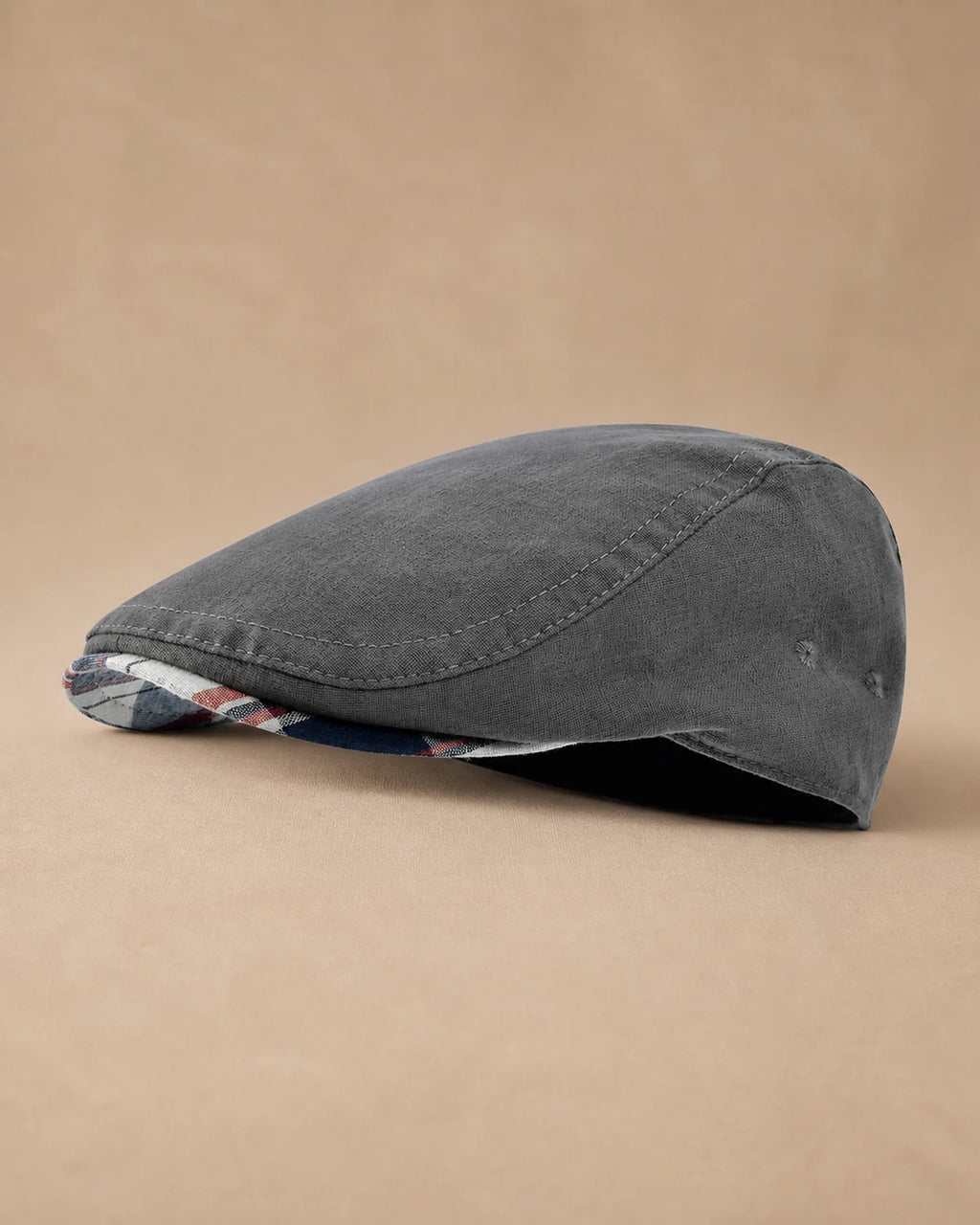 Detalhe lateral da Boina Masculina Inglesa Linho Ascot Grey