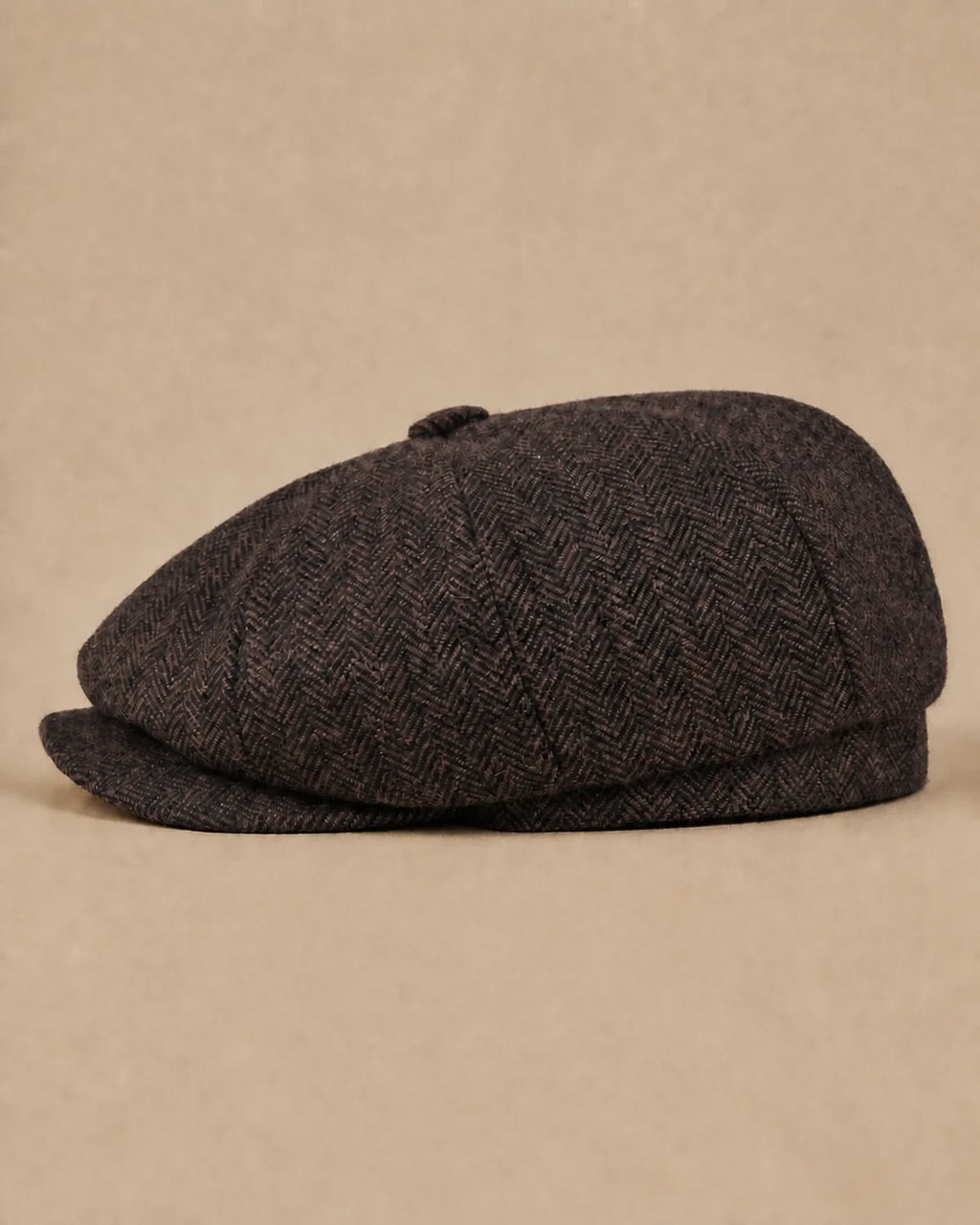 Boina Masculina Italiana Lã Tweed Galway Coffee vista lateral