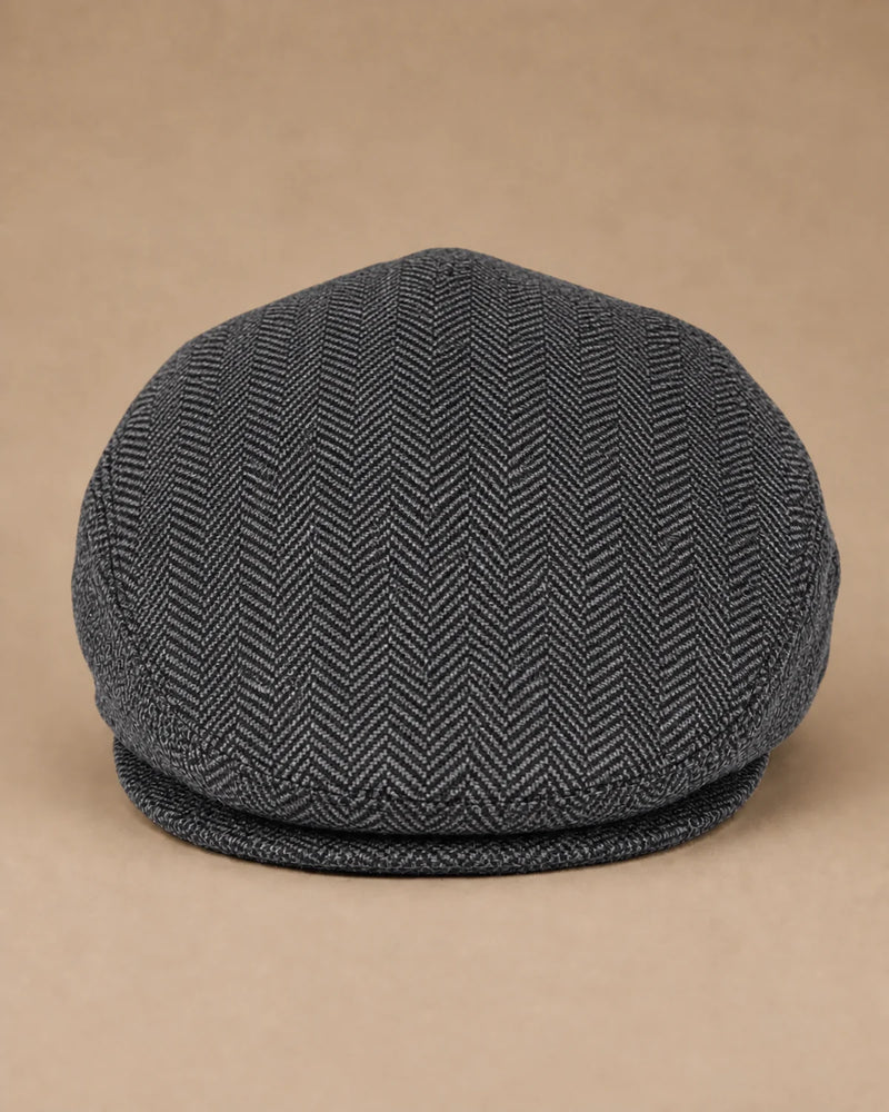 Vista frontal da Boina Masculina Inglesa Lã Tweed Dublin Dark Grey