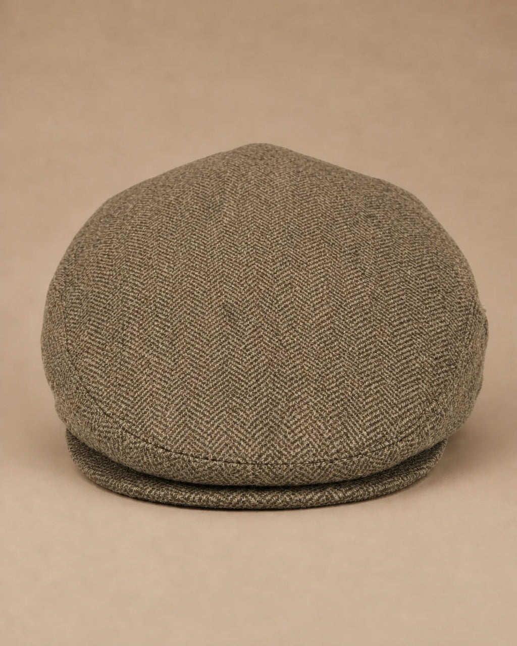 Vista frontal da Boina Masculina Inglesa Lã Tweed Dublin Khaki