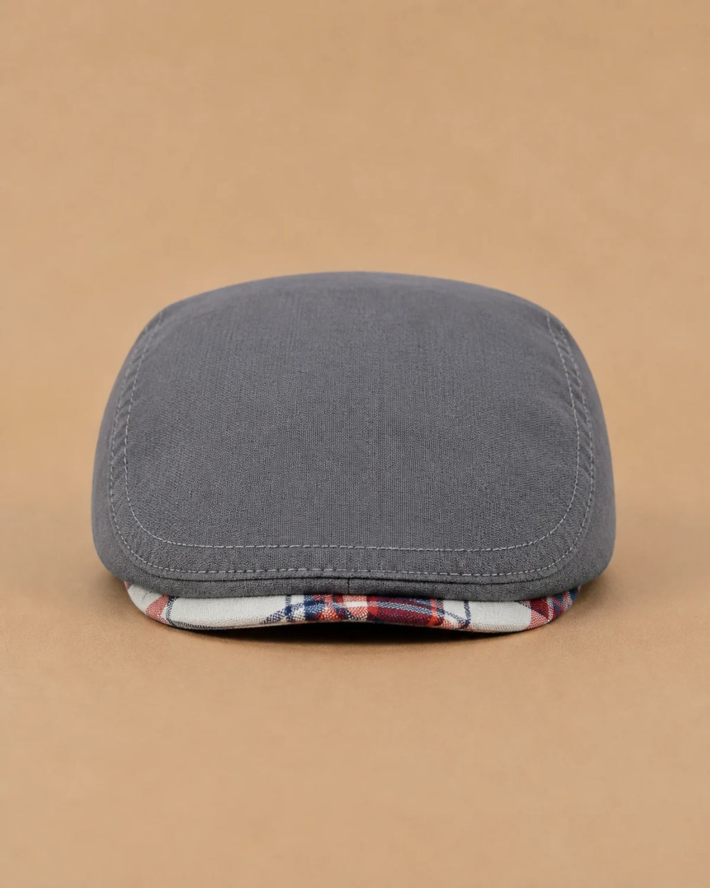 Vista frontal da Boina Masculina Inglesa Linho Ascot Grey