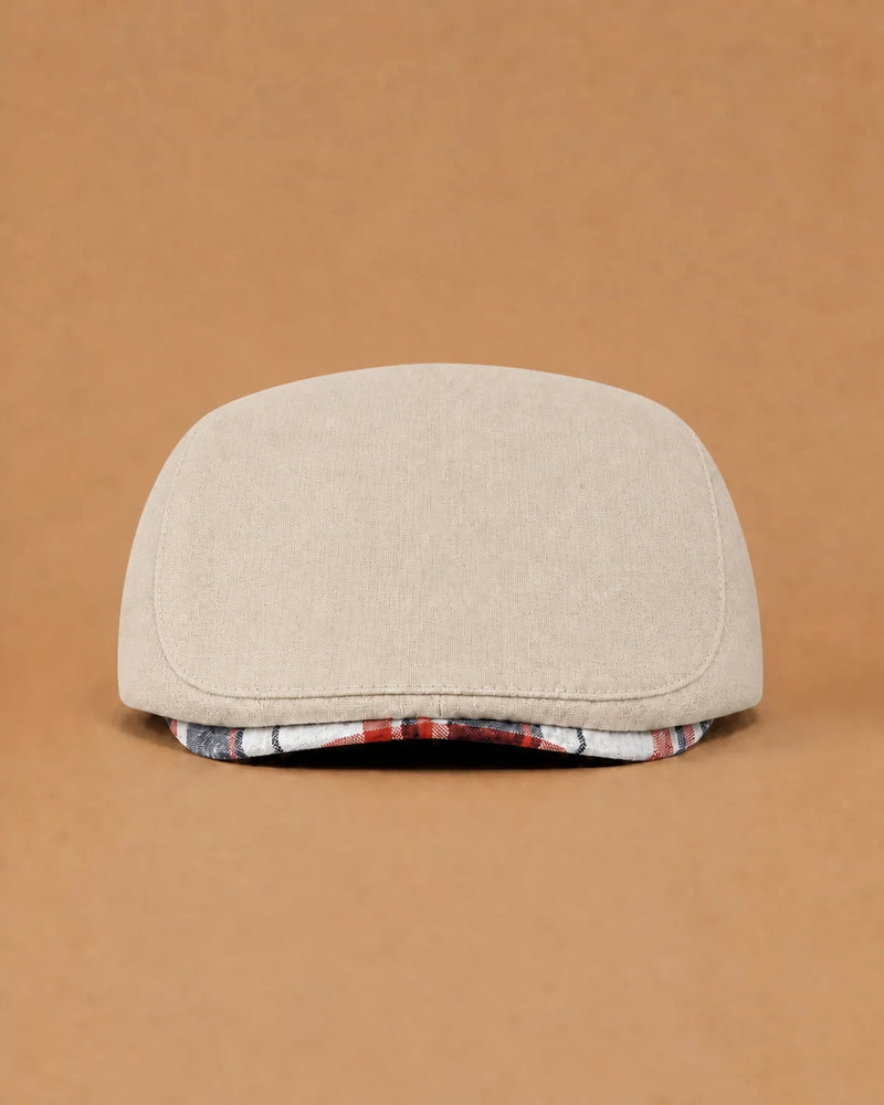 Boina Masculina Inglesa Linho Ascot Khaki em vista frontal