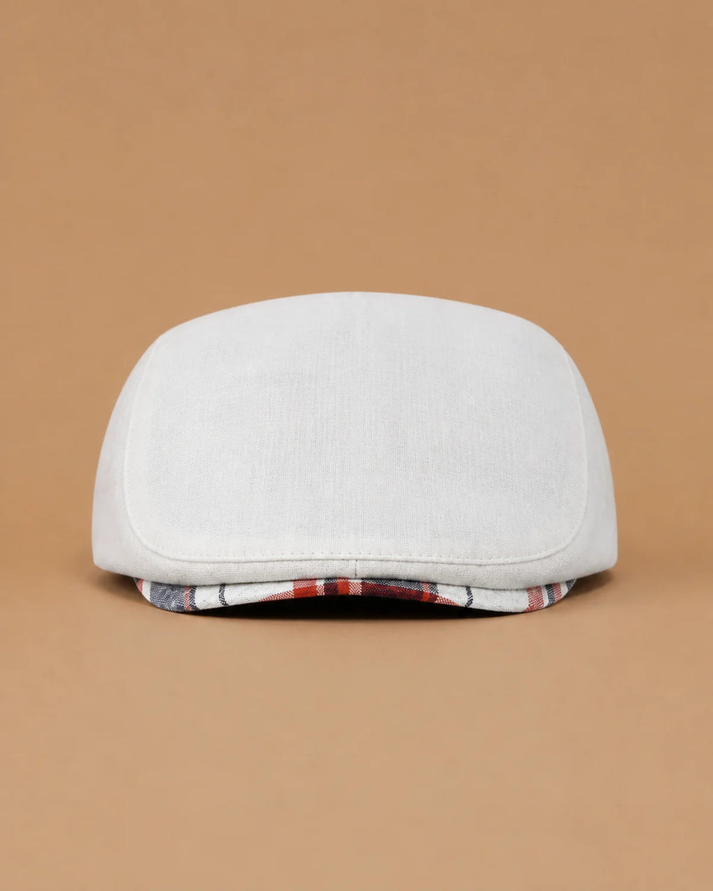 Detalhe frontal da Boina Masculina Inglesa Linho Ascot White