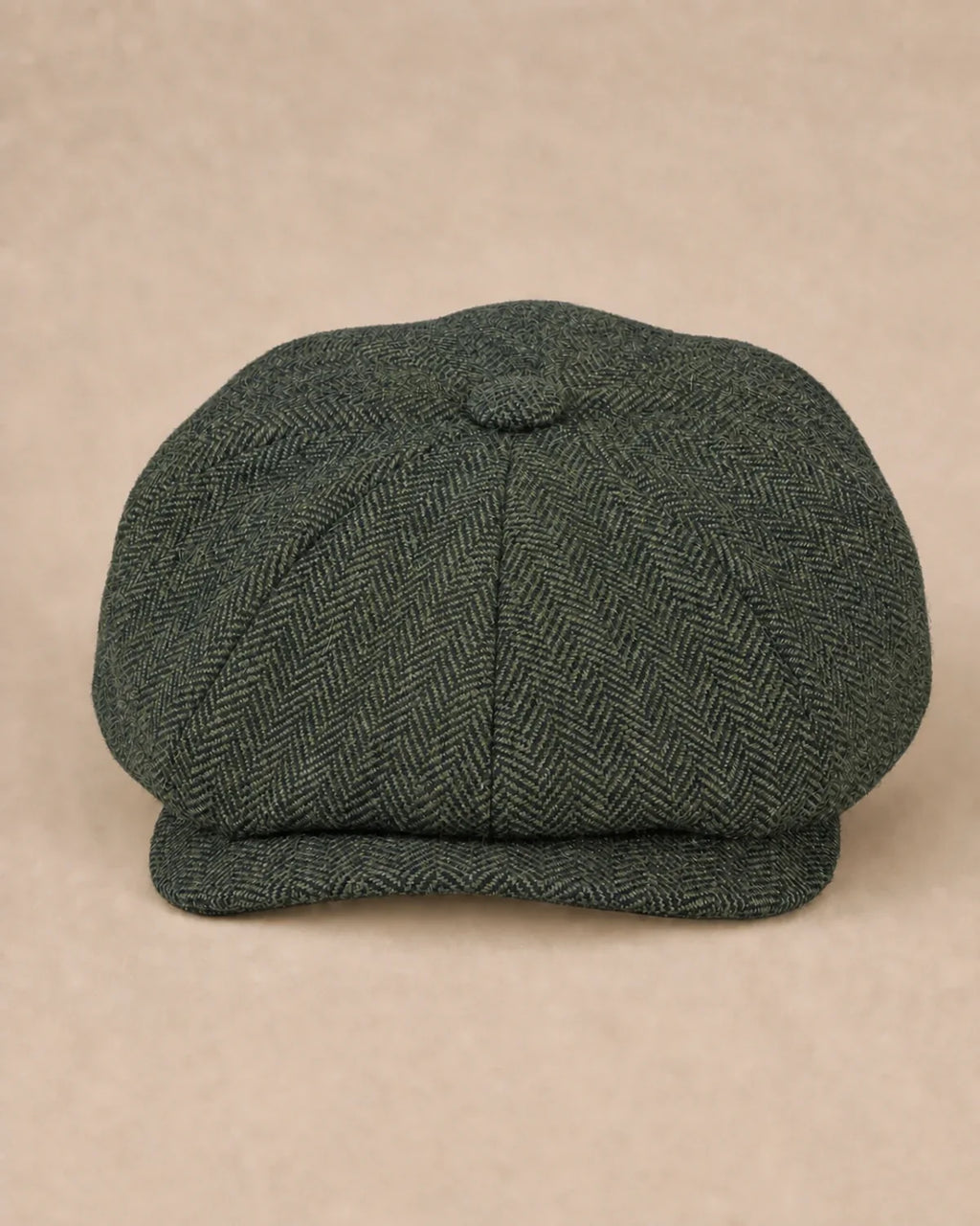 Boina Masculina Italiana Lã Tweed Galway Army Green vista frontal