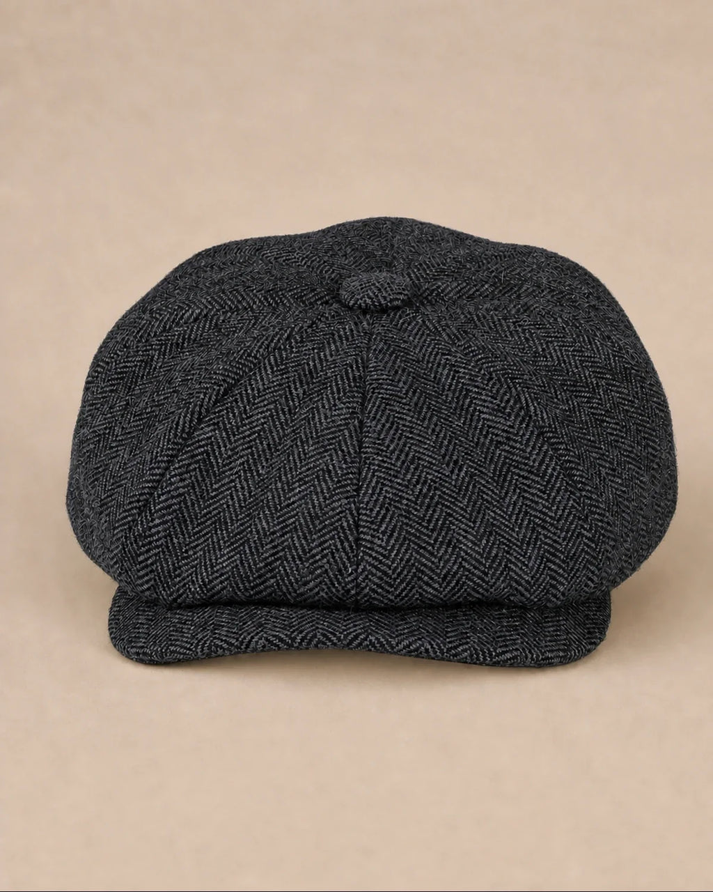 Boina Masculina Italiana Galway Black em tweed - vista frontal