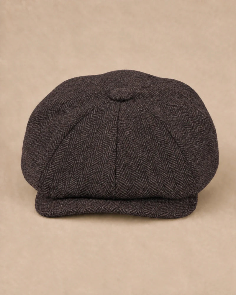 Boina Masculina Italiana Lã Tweed Galway Coffee vista frontal