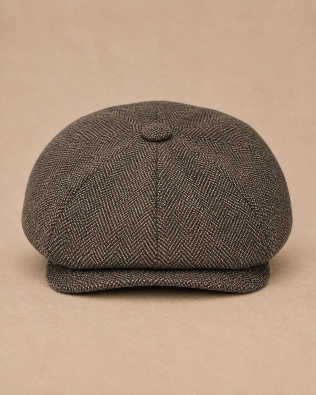 Boina Masculina Italiana Lã Tweed Galway Taupe vista frontal