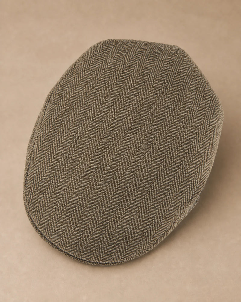 Vista superior da Boina Masculina Inglesa Lã Tweed Dublin Khaki