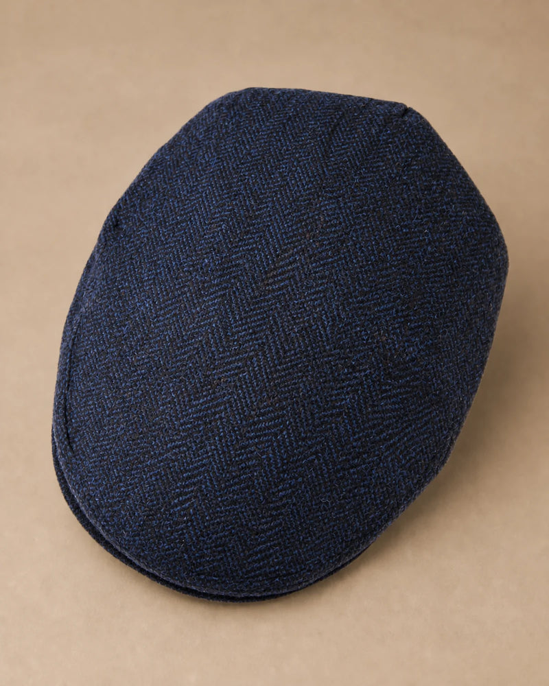 Vista superior da Boina Masculina Inglesa Lã Tweed Dublin Navy