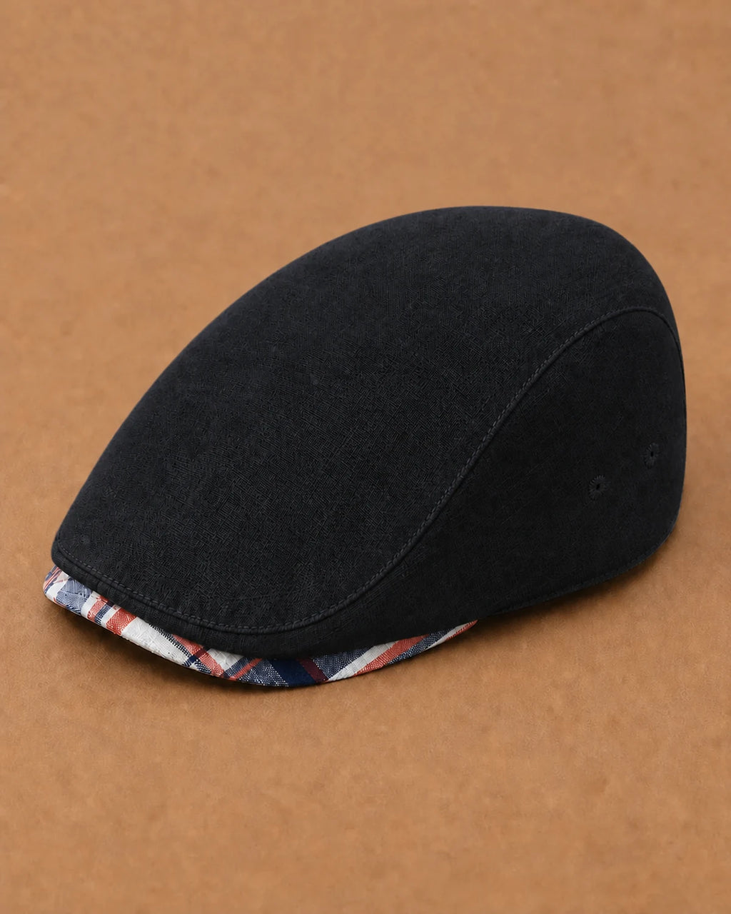 Boina Masculina Inglesa Linho Ascot Black em vista superior