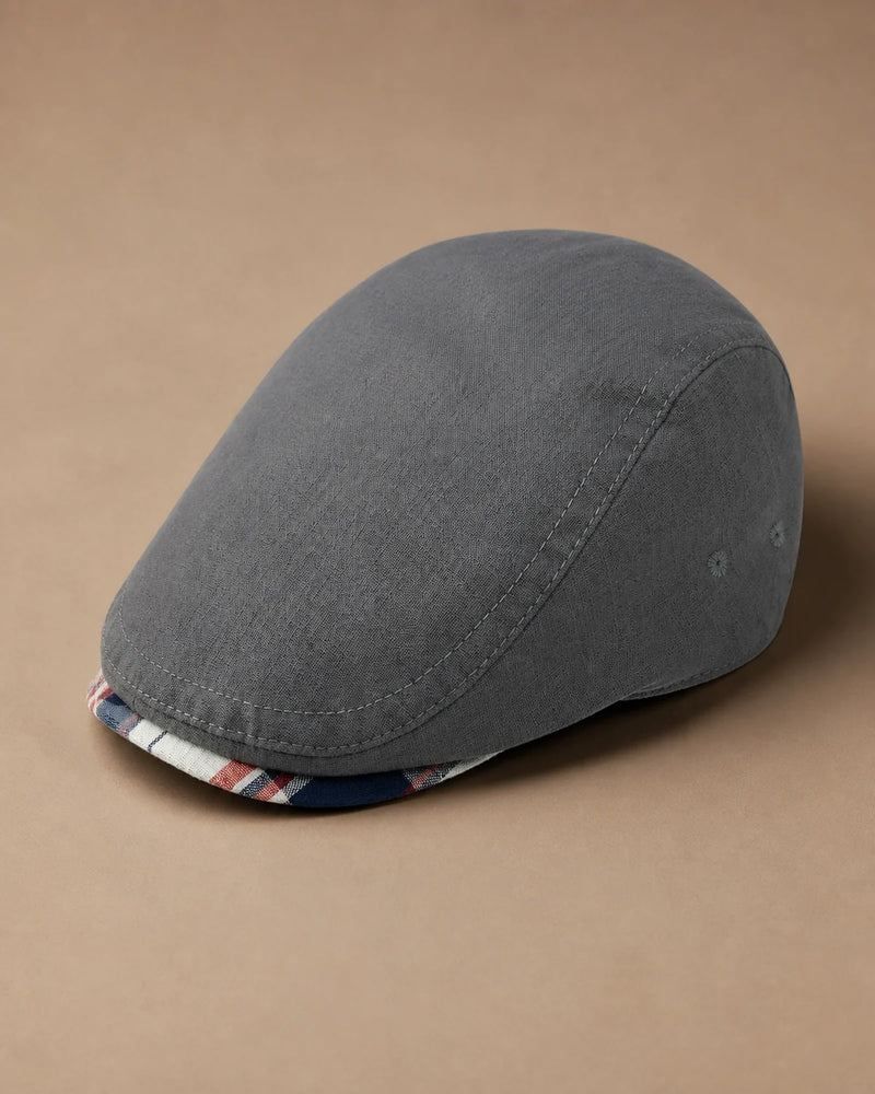 Vista superior da Boina Masculina Inglesa Linho Ascot Grey