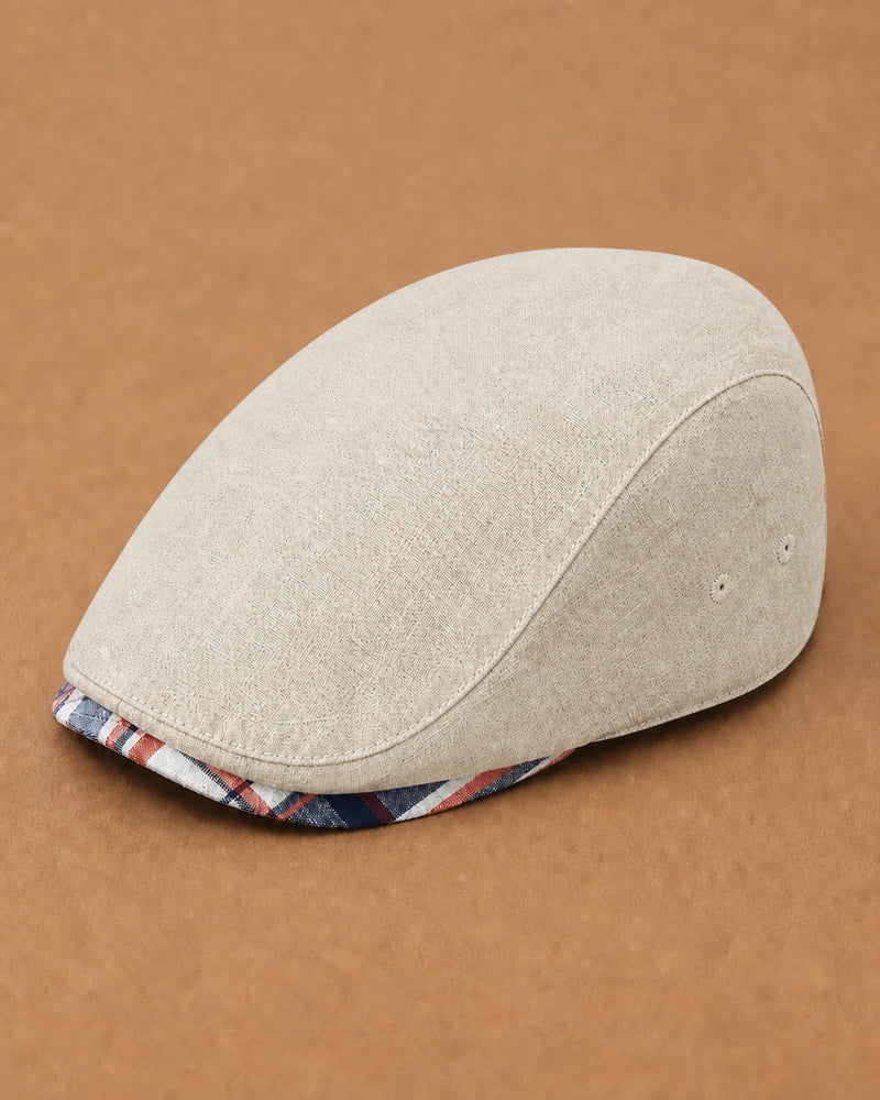 Boina Masculina Inglesa Linho Ascot Khaki em vista superior