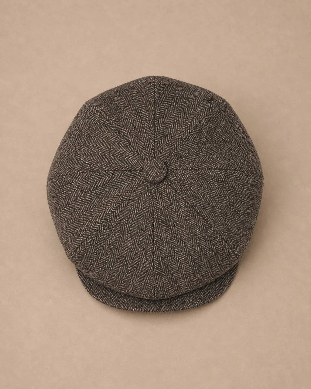 Boina Masculina Italiana Lã Tweed Galway Taupe vista superior