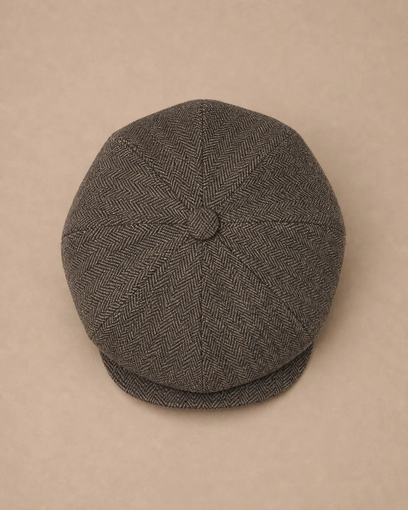 Boina Masculina Italiana Lã Tweed Galway Taupe vista superior