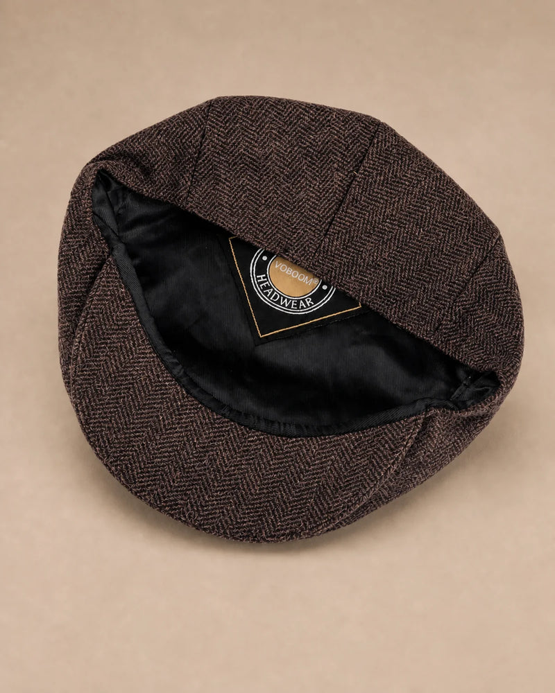 Parte interna da Boina Masculina Inglesa Lã Tweed Dublin Coffee com forro