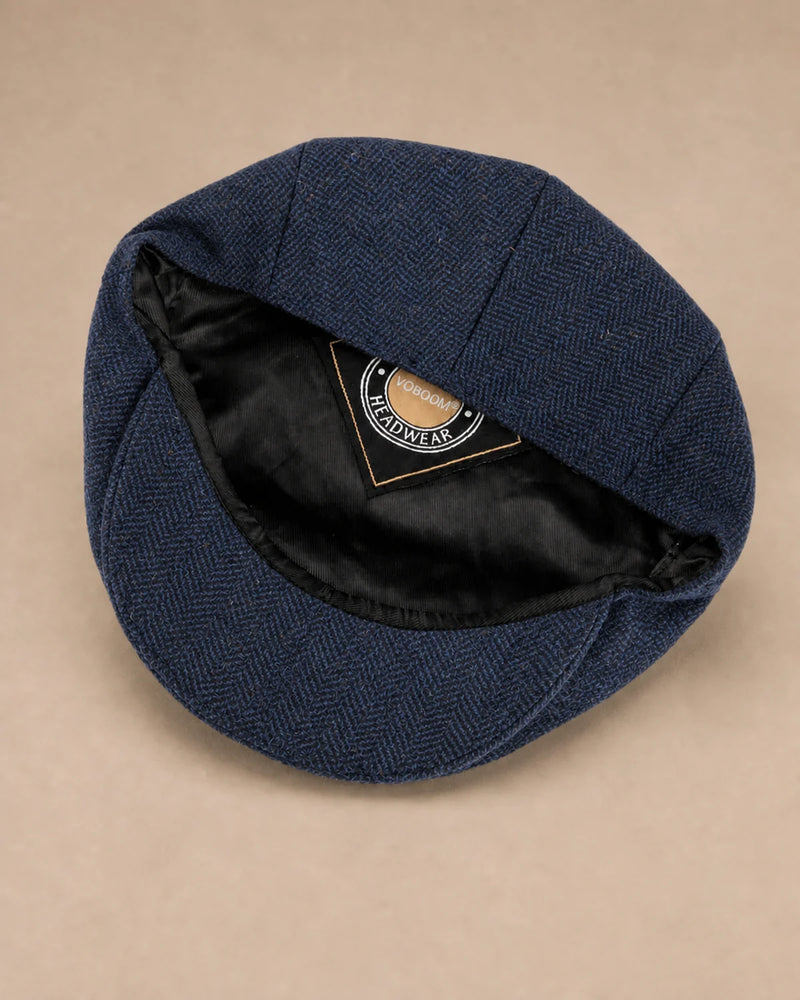 Parte interna da Boina Masculina Inglesa Lã Tweed Dublin Navy com forro