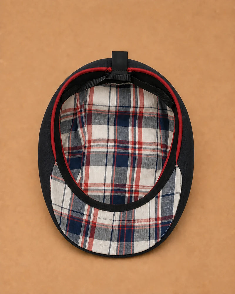 Boina Masculina Inglesa Linho Ascot Black mostrando a parte interna
