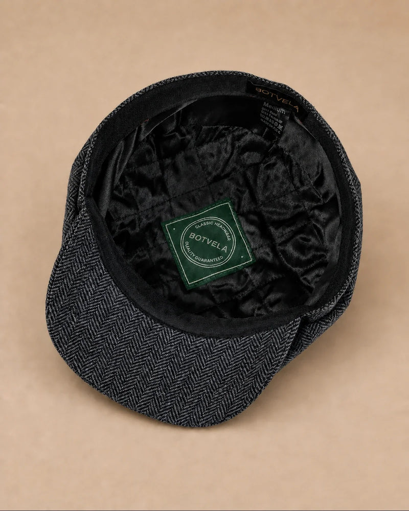 Boina Masculina Italiana Galway Black - forro e parte interna