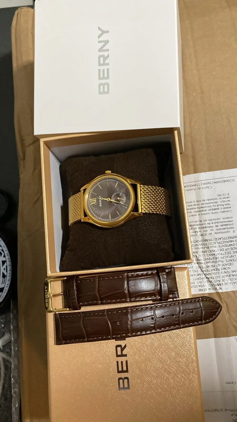 Relógio Masculino Pulseira de Couro Monarch Brown