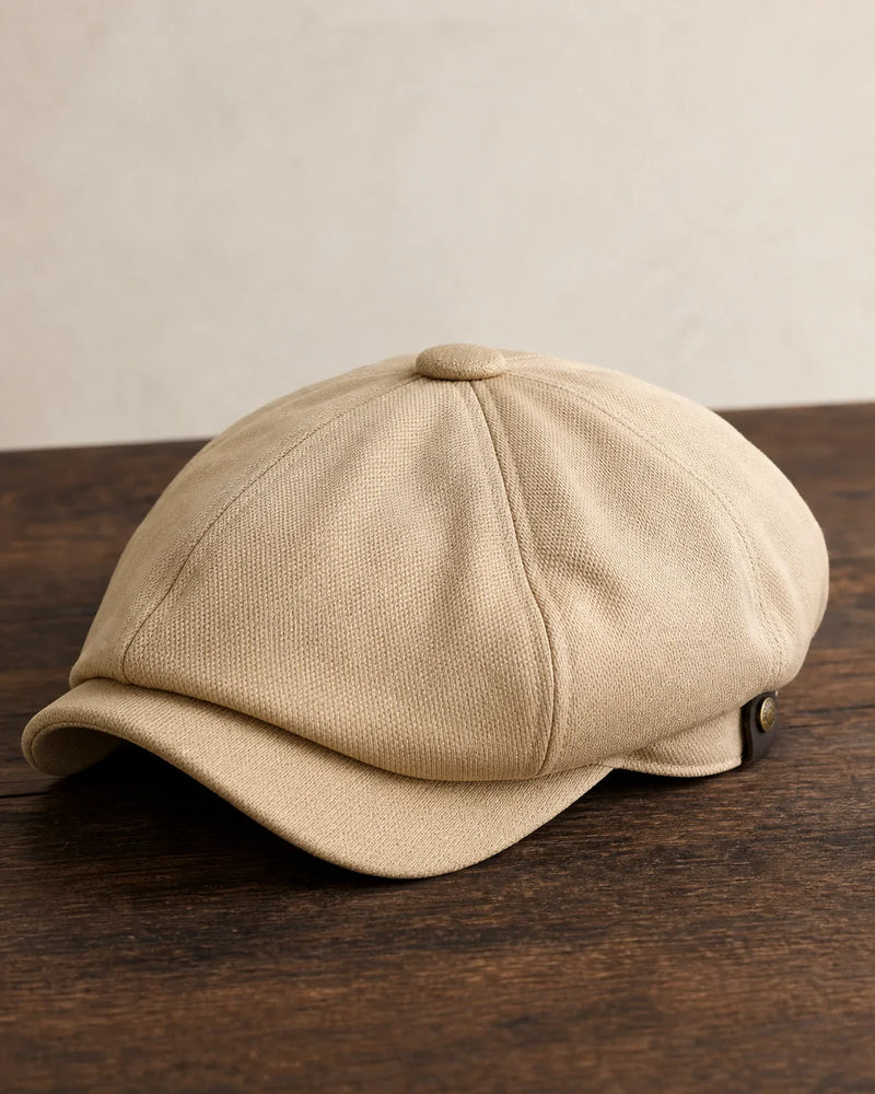 Boina Italiana Masculina Poliéster Bege – Casual Premium Cappel detalhe de textura e costura do poliéster