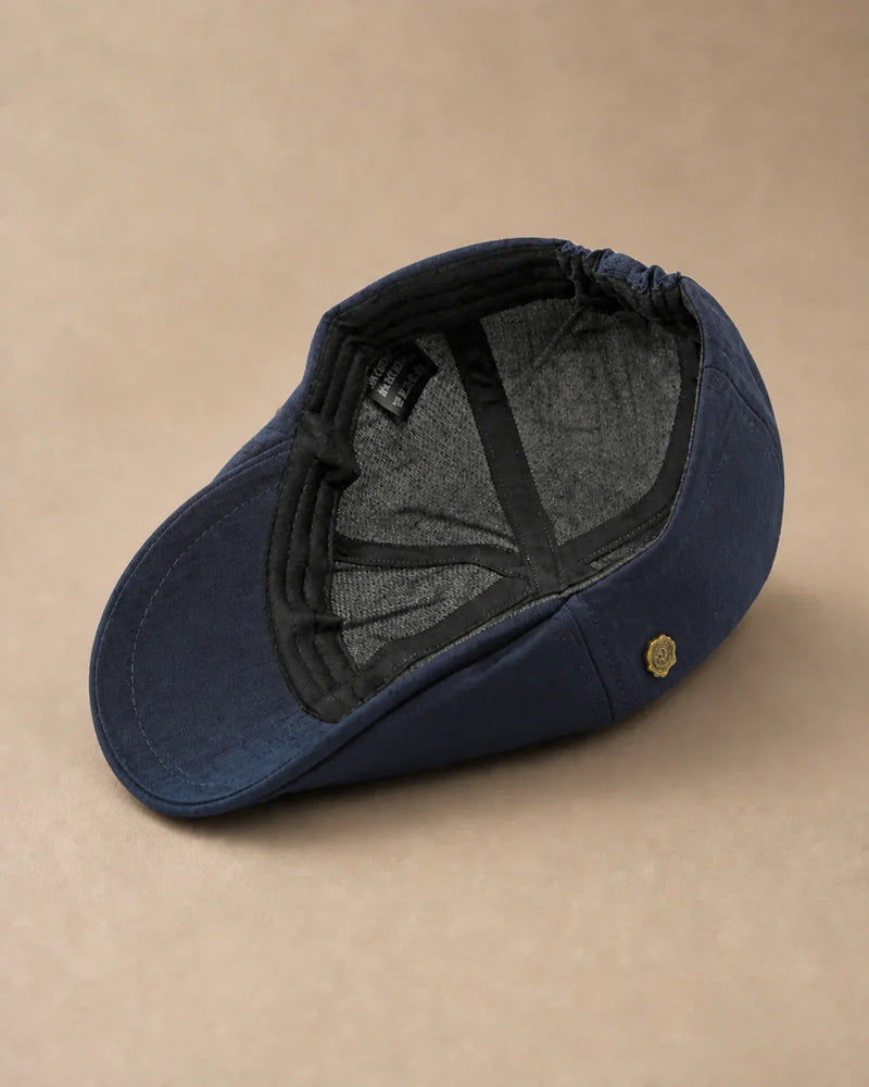 Boina Masculina Inglesa Algodão Oxford Navy Blue com vista interna e acabamento
