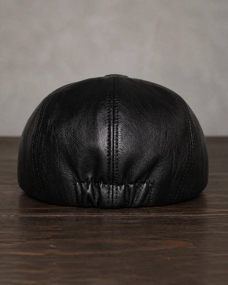 Boina Masculina Italiana Couro Black Cappel detalhe traseiro dos gomos e ajuste