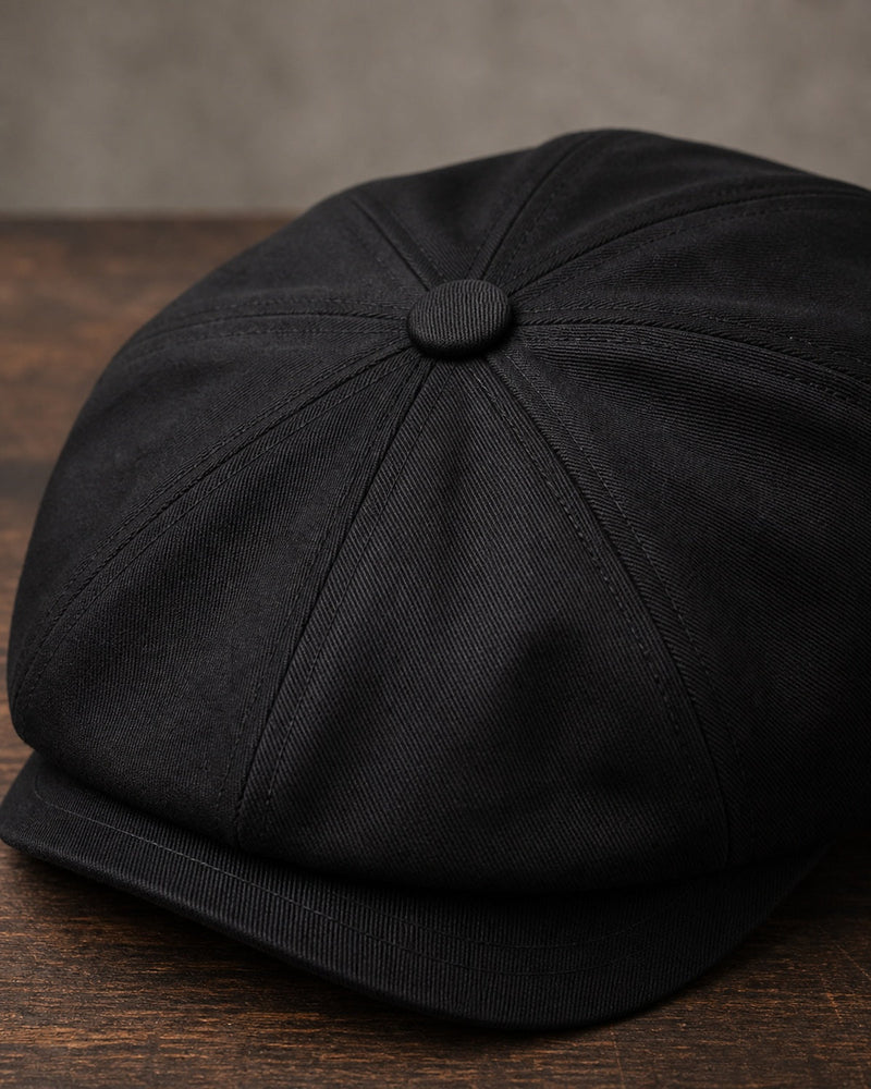 Detalhe do botão superior e gomos da Boina Masculina Italiana Algodão NewBoys Black