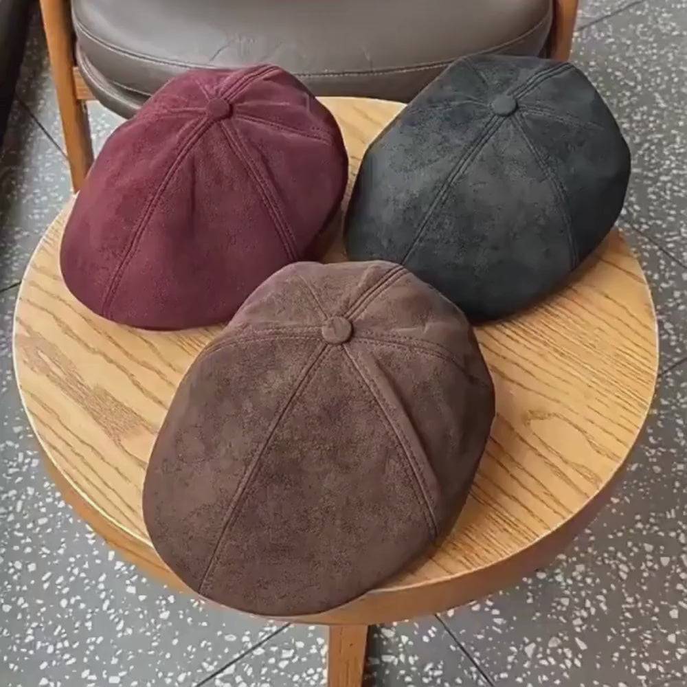 Boina Masculina Inglesa Couro Vegan Burgundy