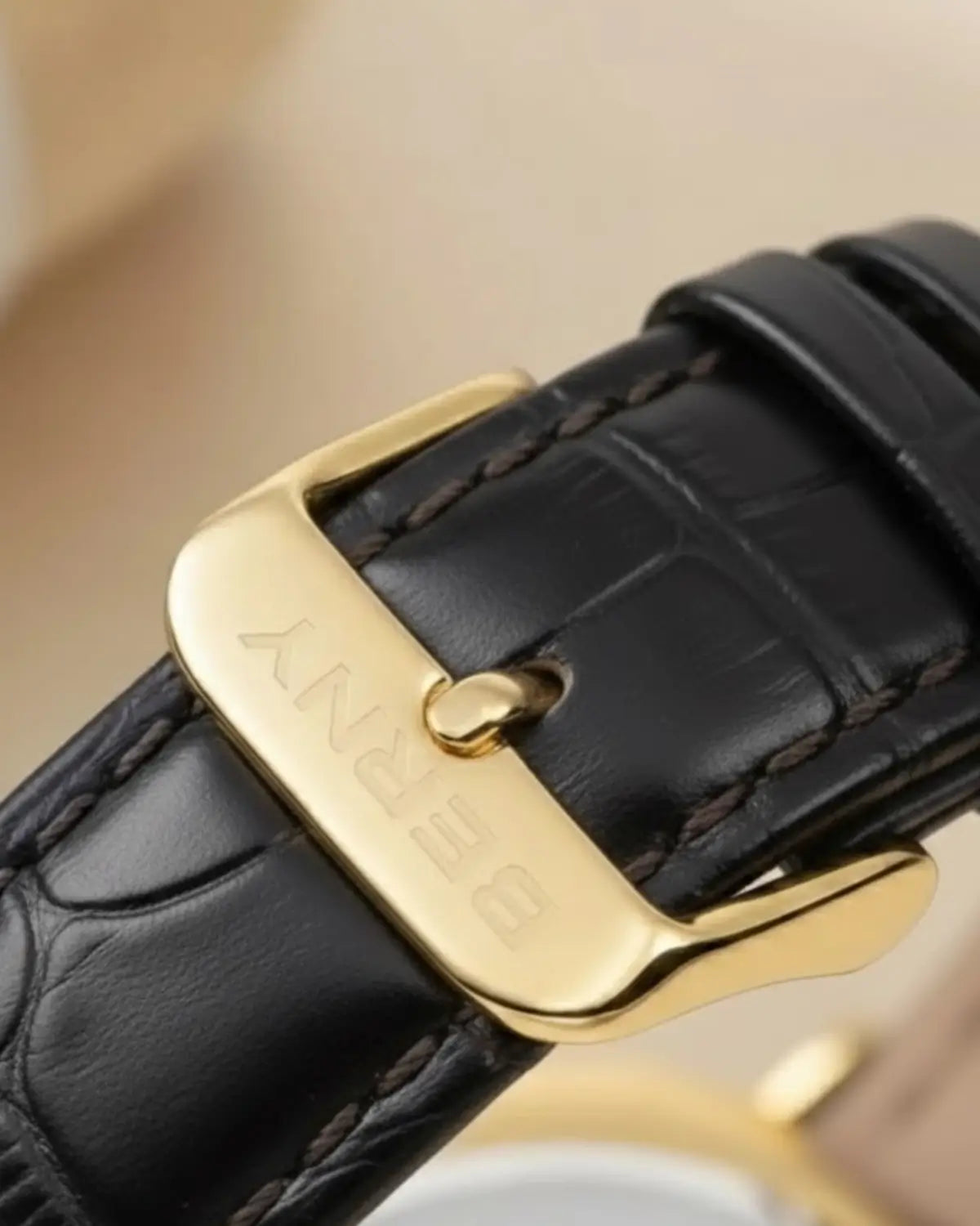 Fecho dourado da pulseira de couro do Relógio Masculino Pulseira de Couro Monarch Green