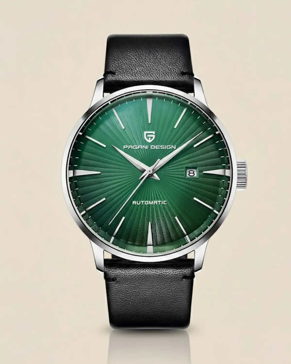 Relógio Masculino Pulseira de Couro Virtus Green com mostrador verde e caixa prateada